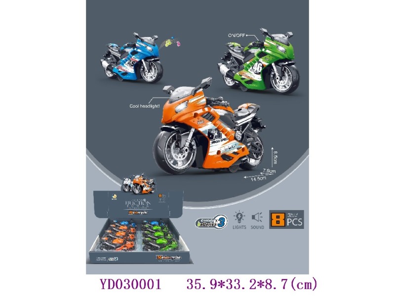FRICTION TOYS W/light&sounds 8PCS/box，battery include 3*AG13