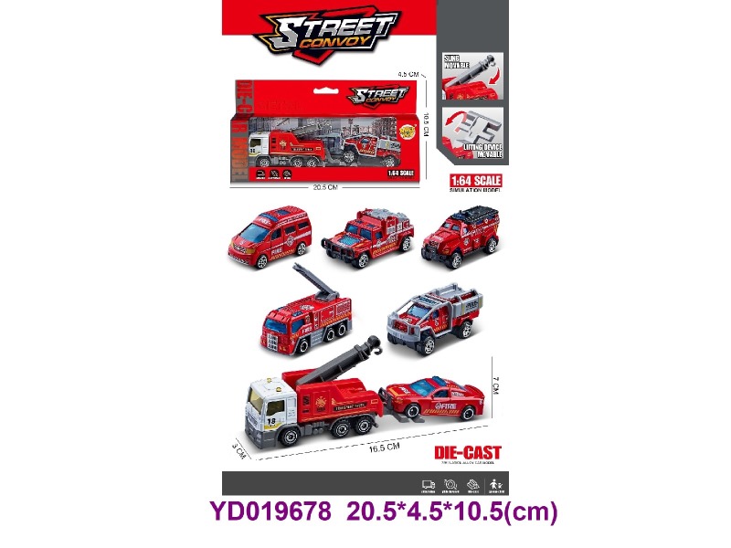 1:64 Die-cast Car 6 ITEM MIX