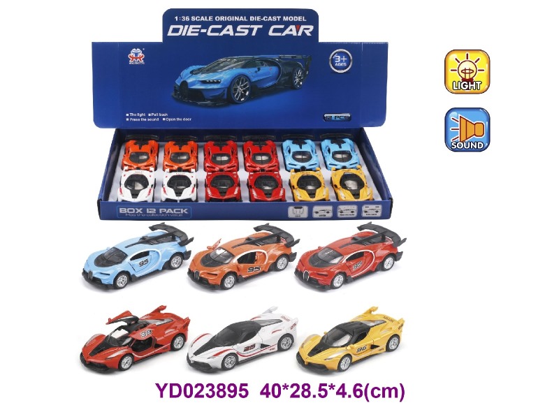 1:36 Die-cast Car W/LIGHT&SOUNDS 12 pcs/box