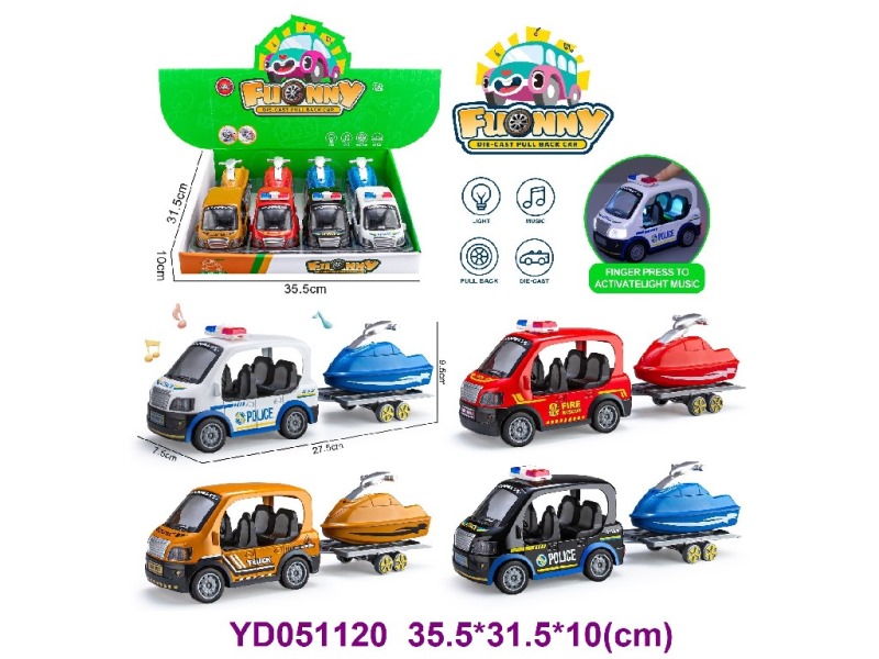DIE-CAST CAR 3 ITEM MIX  W/LIGHT&SOUNDS 4PCS/BOX