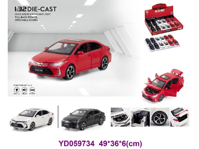 1:32 Die-cast Car W/SOUNDS&LIGHT 12PCS/BOX