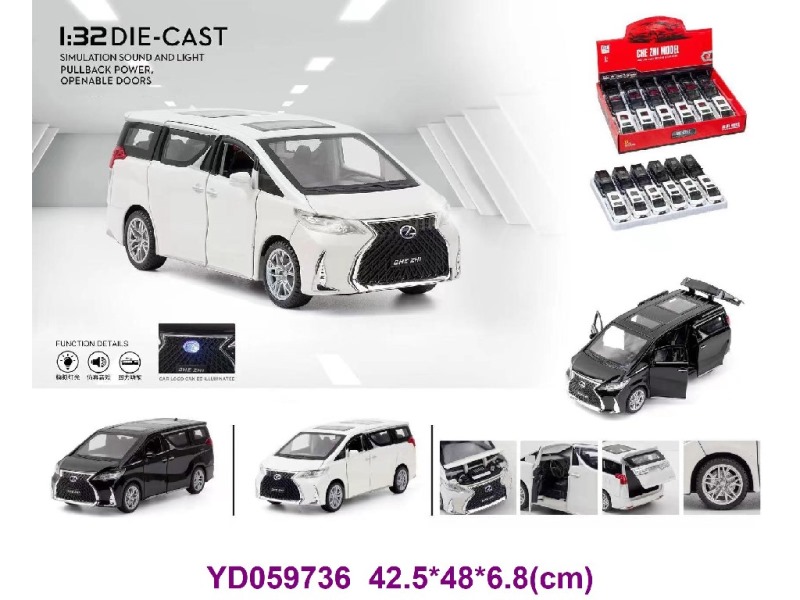 1:32 Die-cast Car W/SOUNDS&LIGHT 12PCS/BOX