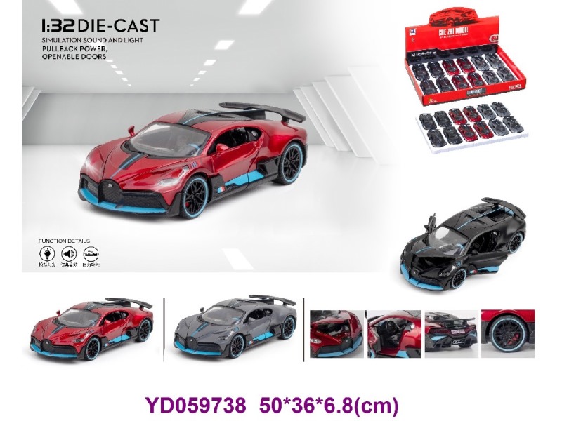 1:32 Die-cast Car W/SOUNDS&LIGHT 12PCS/BOX