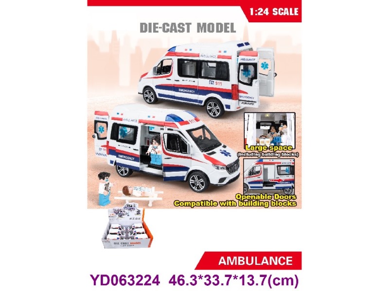 1:24 DIE-CAST CAR  W/SOUNDS&LIGHT  6PCS/BOX