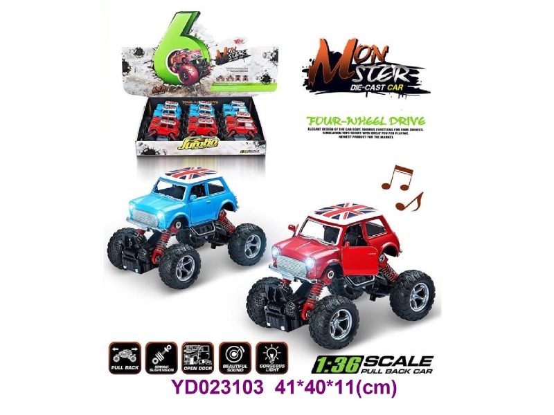 1:36 PULL BACK CAR W/LIGHT&SOUNDS 12pcs/box