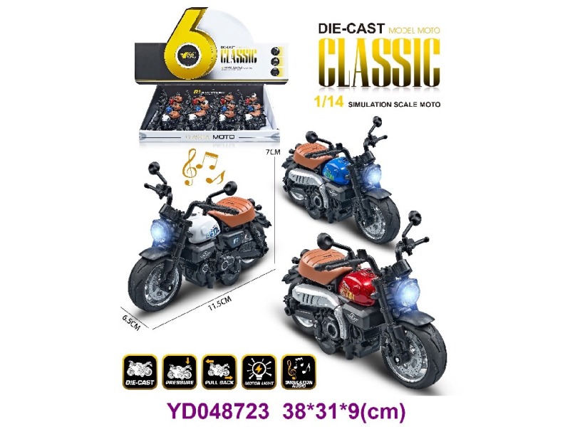 1:14  Die-cast motorcycle  W/SOUNDS&LIGHT  12PCS/BOX