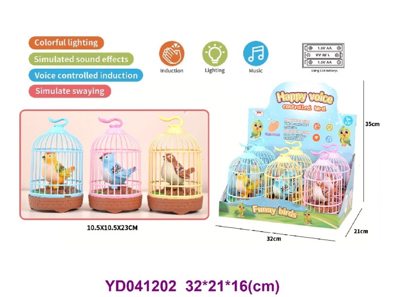 Voice controlled bird 6pcs/box w/sounds&light